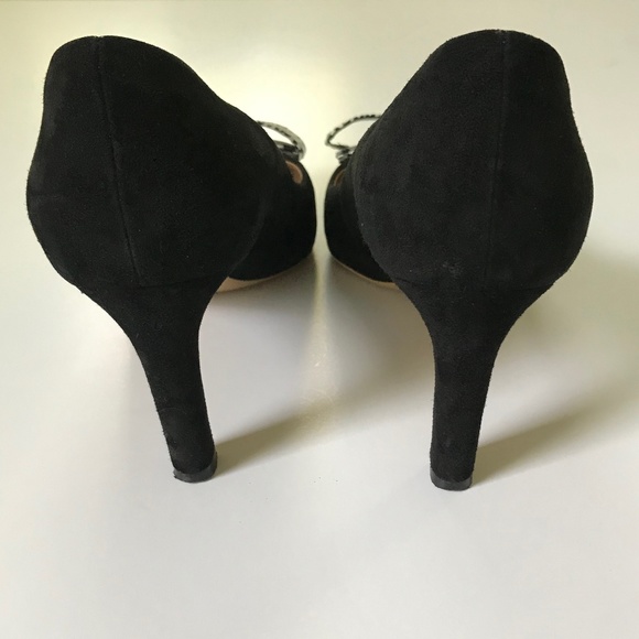 Ferragamo "Mimi" Pumps, Black Suede, Snakeskin Bow - Picture 5 of 7